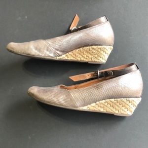 Paul Green Metallic Espadrille Wedge Sz 7.5